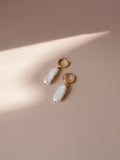 Organic Pearl gold Dangle Hoop Earrings