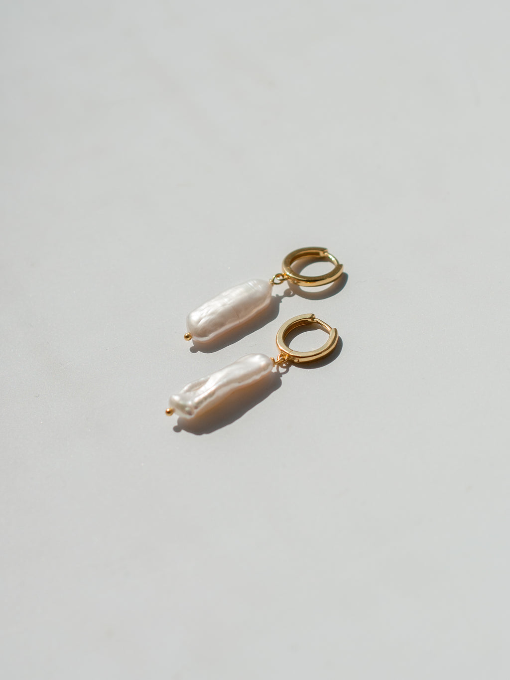 Organic Pearl gold Dangle Hoop Earrings