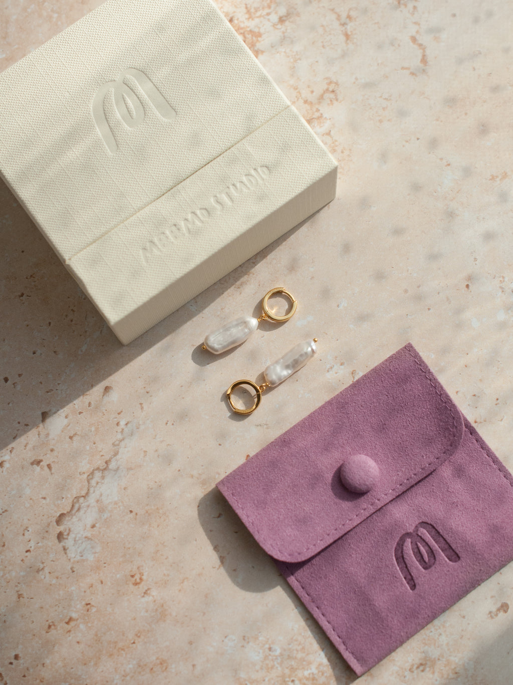 Organic Pearl gold Dangle Hoop Earrings